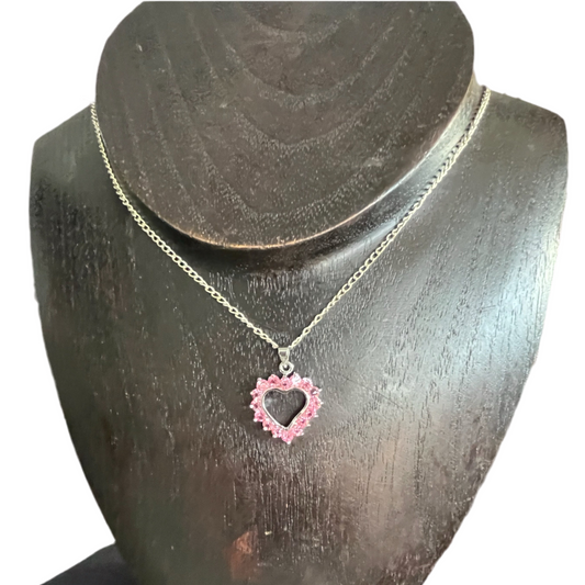 Colar de Criança, Coração Zircônia Rosa