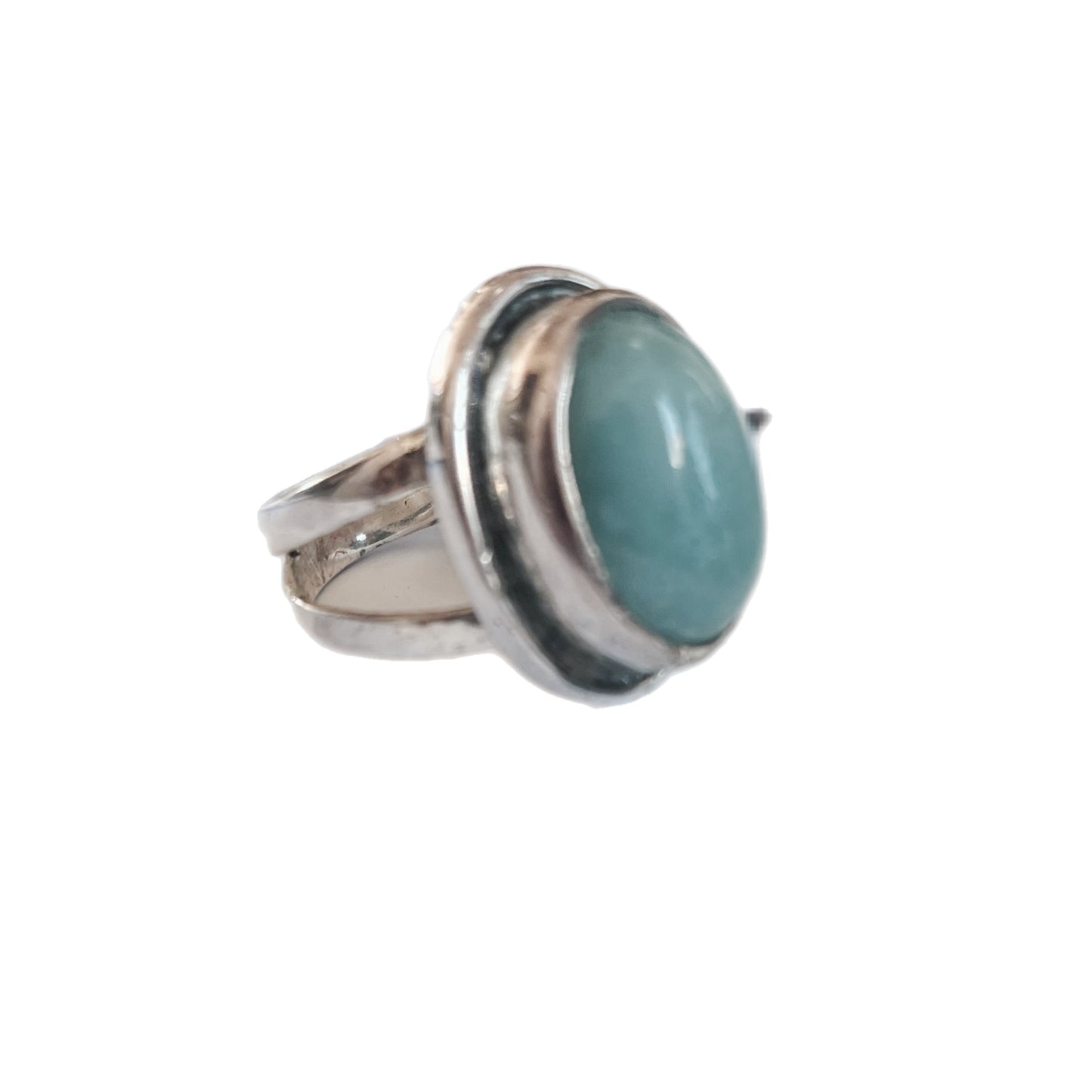Anel de Prata com Pedra Natural Larimar T:8,5
