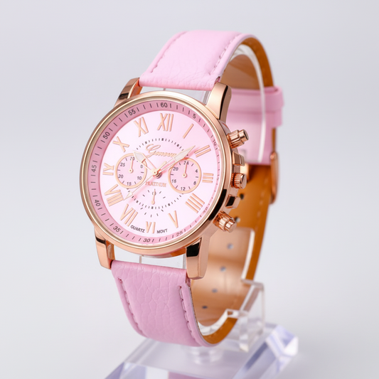 Relógio de Senhora em Couro, Rosa