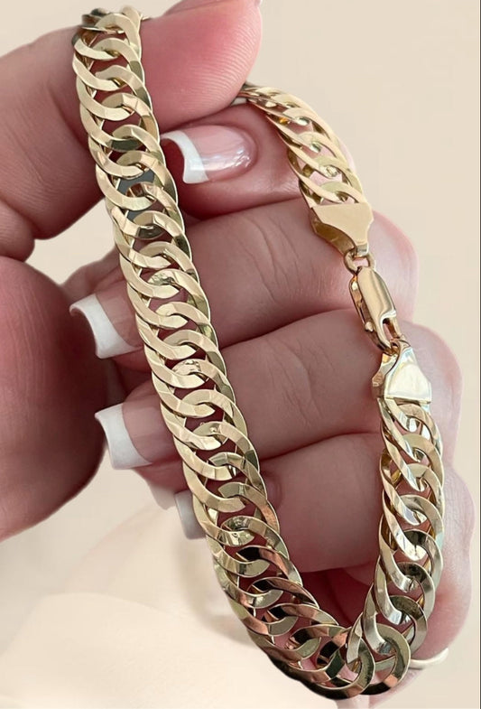 Pulseira de Homem em Ouro Laminado 14K, Corrente Grossa
