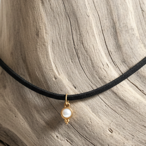 Gargantilha Velvet & Pearl – A Elegância no Detalhe