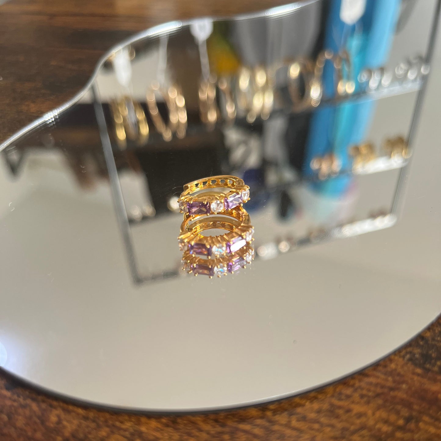 Argolas em Ouro Laminado 14K com Zircões Duas Cores