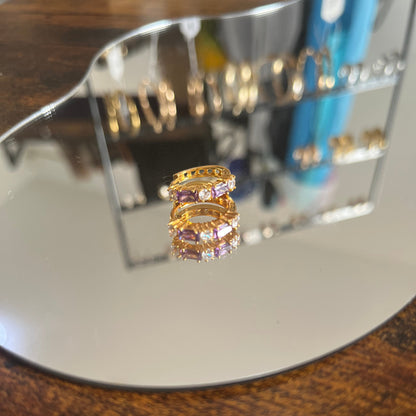 Argolas em Ouro Laminado 14K com Zircões Duas Cores