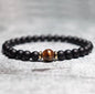 Pulseira de Homem com Pedras Onix e Olho de Tigre