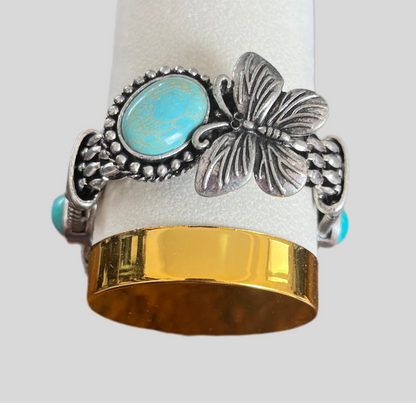 Bracelet pour Femme en Argent, Turquoise Papillon