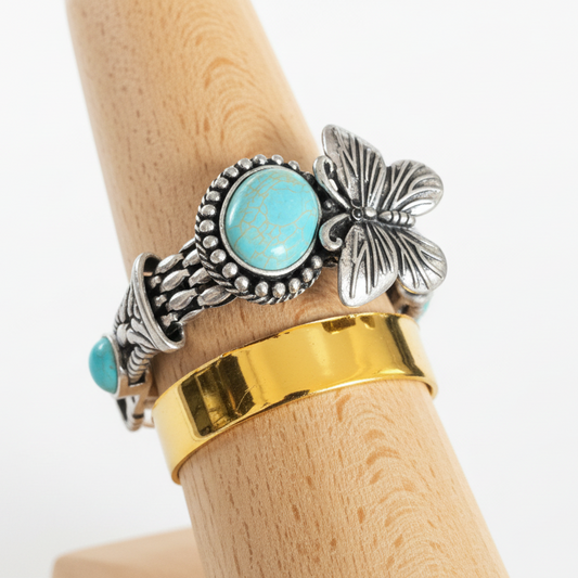 Pulseira de Senhora em Prata, Turquesa Borboleta