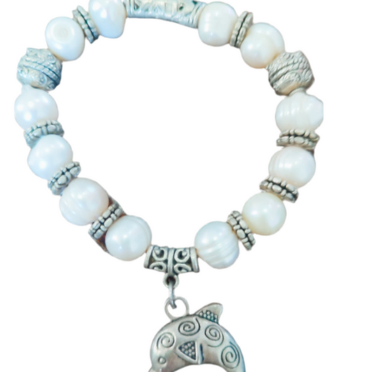 Bracelete de Senhora em Prata, Pérolas Golfinho