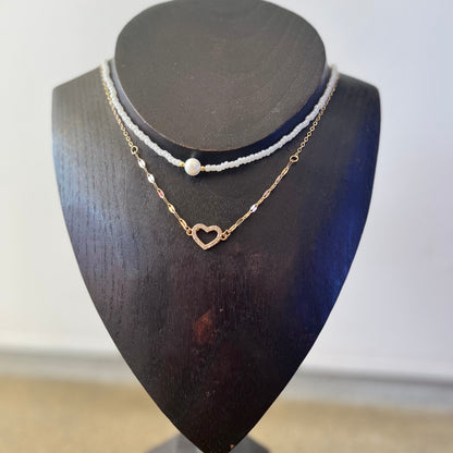 Conjunto de Senhora, 2 Colares Pérolas e Coração