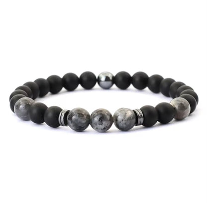 Pulseira de Homem com Pedra Hematite, Ónix e Flash Preta