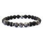 Pulseira de Homem com Pedra Hematite, Ónix e Flash Preta
