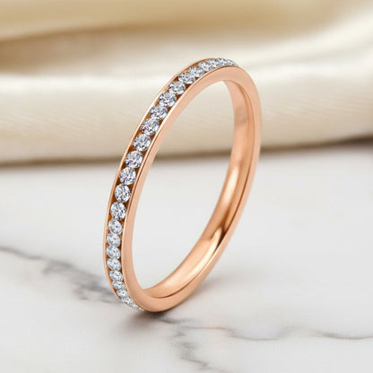 Bague femme en acier inoxydable avec oxyde de zirconium taille 8
