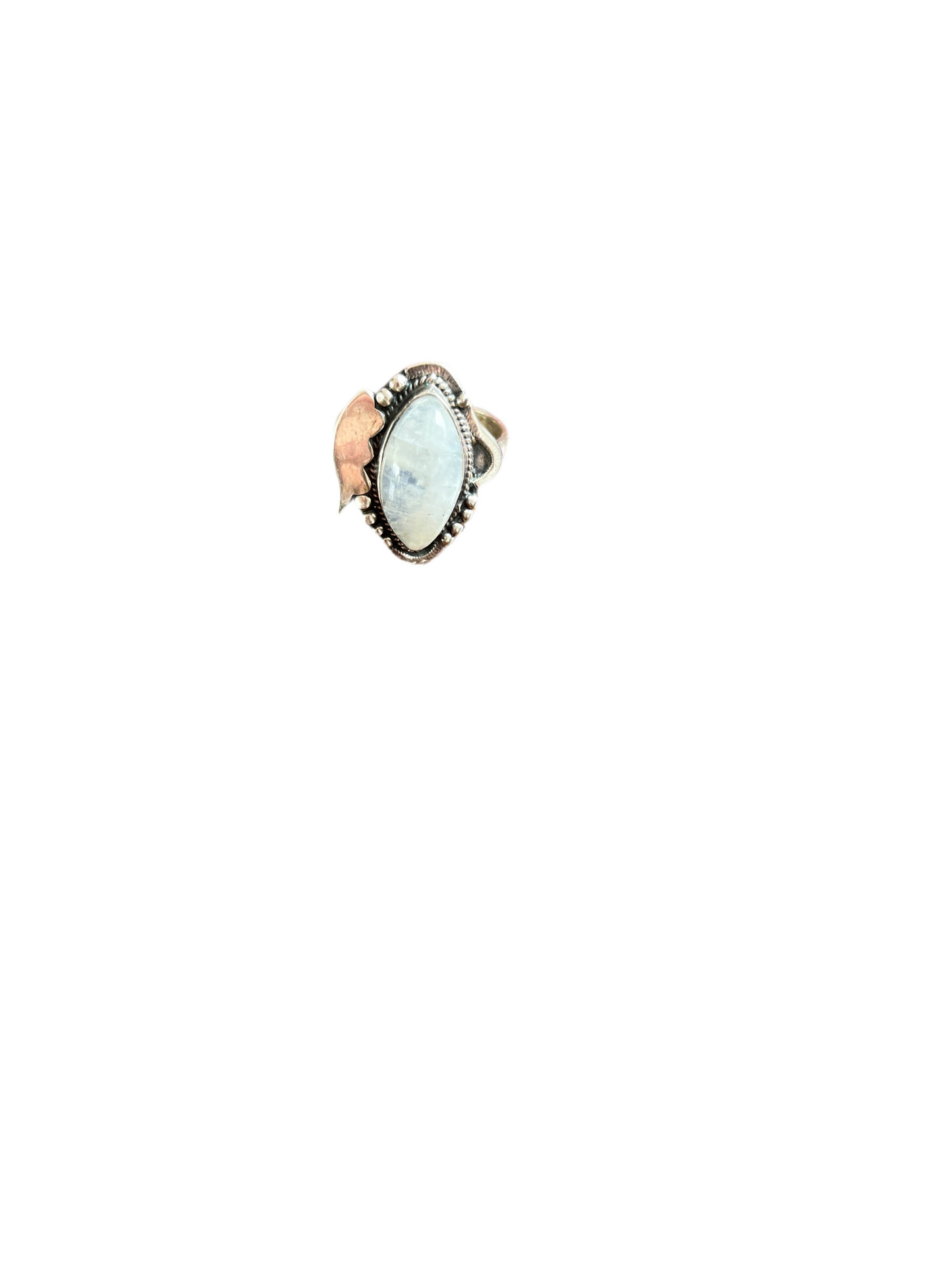 Anel de Prata com Pedra Natural Lua Indiana T:9,75