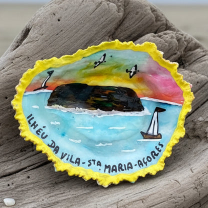 Íman de Lapa Grande Pintado à Mano - Ilhéu da Vila por Carlos Pereira
