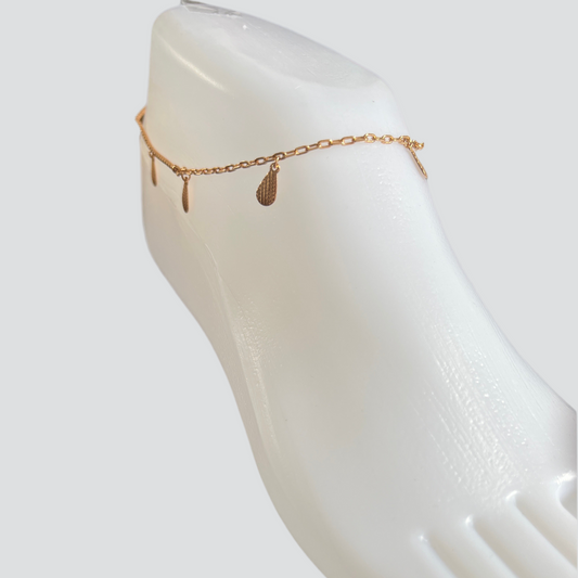 Pulseira Tornozelo de Senhora em Ouro Laminado 10K, Lágrima