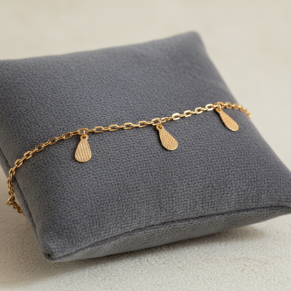 Bracelet de cheville pour femme en or laminé 10K, forme larme