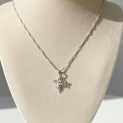 Collier pour femme en argent 925 avec pendentif Cupidon