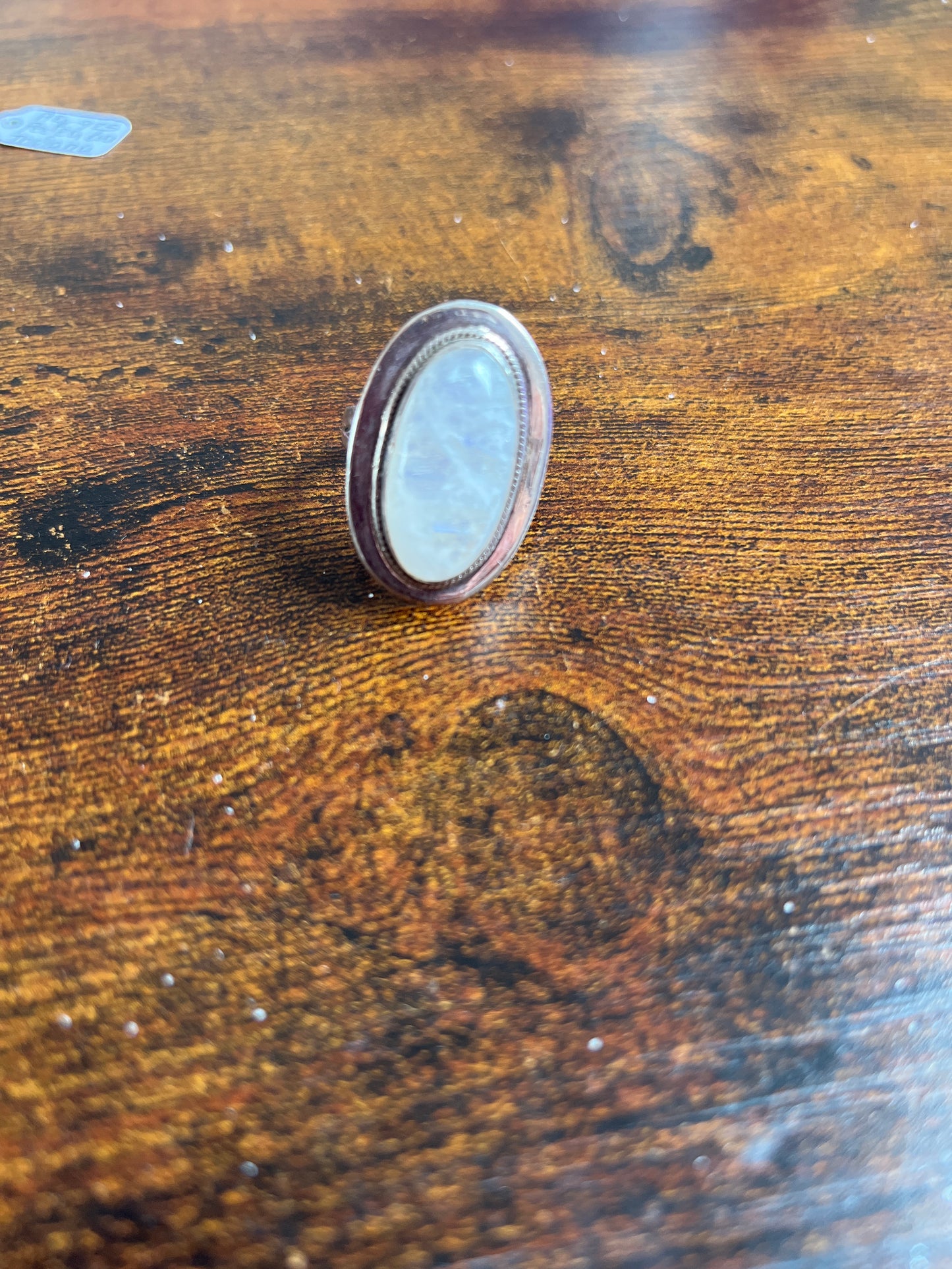 Anel de Senhora em Prata com Pedra Natural Lua Indiana