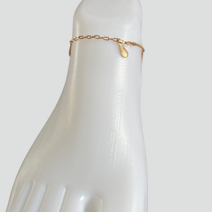 Pulseira Tornozelo de Senhora em Ouro Laminado 10K, Lágrima
