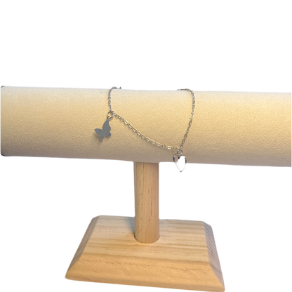 Pulseira de Senhora em Fantasia, Borboleta e Coração