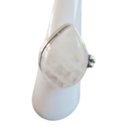 Anel de Prata com Pedra Natural Lua Indiana T:9,25