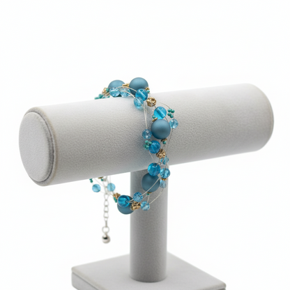 Bracelet femme en argent du Tibet, pierres bleues
