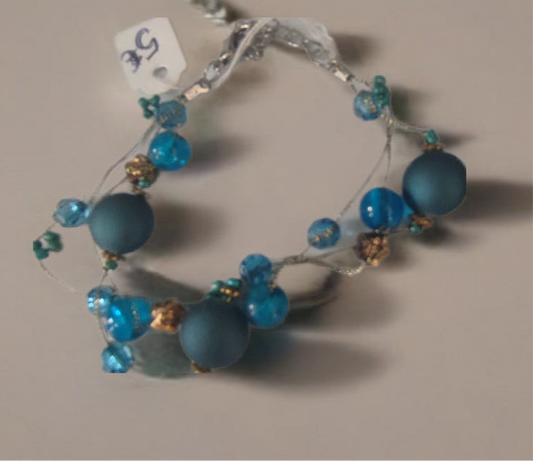 Pulseira de Senhora em Prata do Tibet, Pedras Azuis