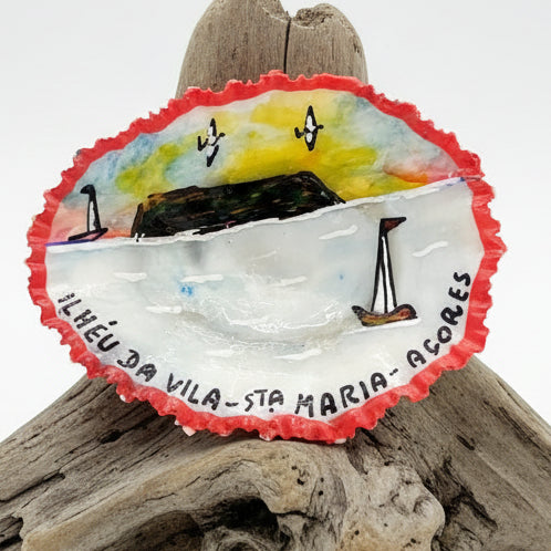 Íman de Lapa Grande Pintado à Mão - Ilhéu da Vila (Santa Maria, Açores) por Carlos Pereira