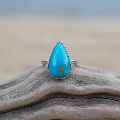 Bague pour Femme en Argent avec Pierre Naturelle Calcite Bleue
