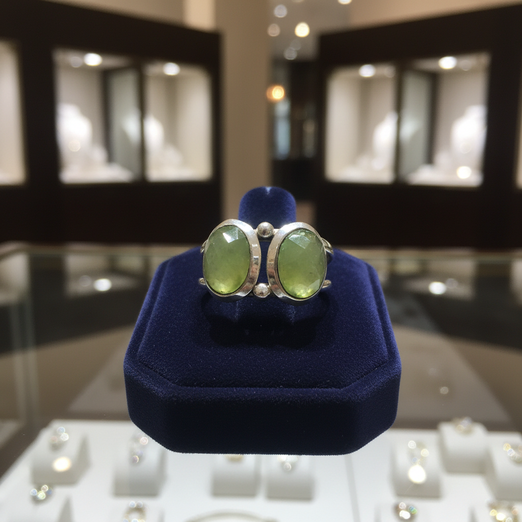 Bague Femme en Argent 925 avec Pierre Naturelle Prehnite T = 8
