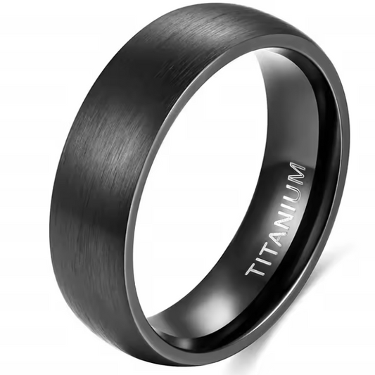 Aliança em Titânio Preto com Acabamento Escovado – Design Minimalista