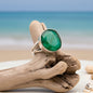 Bague pour Femme en Argent avec Pierre Naturelle Émeraude
