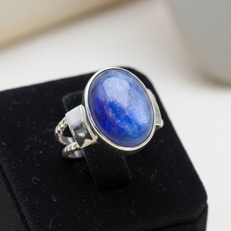 Bague en argent Pierre avec Cyanite Naturelle T:7,5