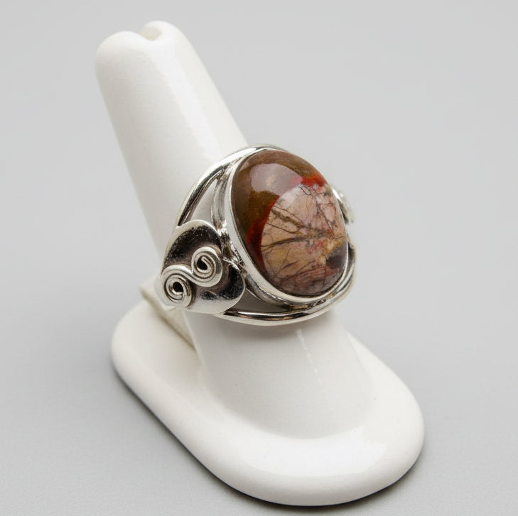 Bague en argent avec pierre naturelle rhyolite T:6