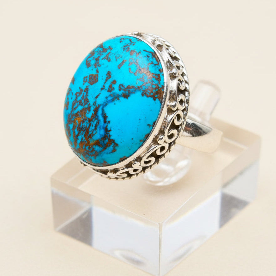 Bague en argent avec pierre naturelle turquoise Bisbee T:8.