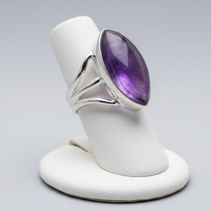 Bague en argent avec pierre naturelle améthyste T:6,25