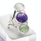 Bague en argent avec pierre naturelle turquoise et cuivre T:8,75