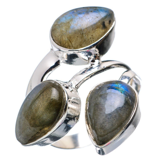 Anel de Prata com Pedra Natural Labradorite T:8,75