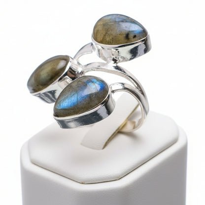 Bague en argent avec pierre naturelle Labradorite T:8,75