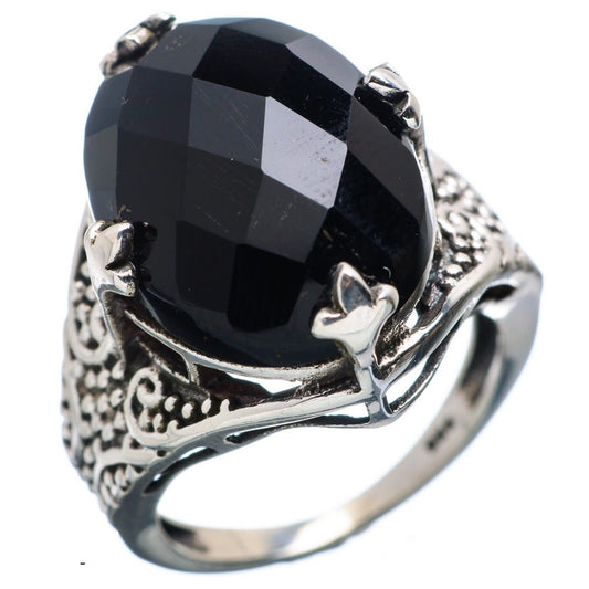 Anel de Prata 925 com Pedra Natural Ágata Onix T:6,25