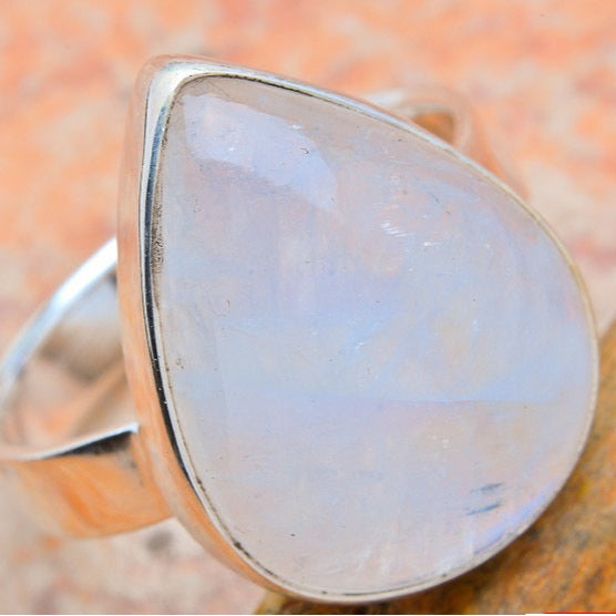 Anel de Prata com Pedra Natural Lua T:9,5