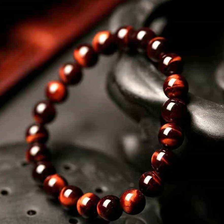 Pulseira Olho de Tigre Vermelho – Energia, Paixão e Proteção