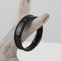 Pulseira Masculina em Couro e Aço Preto – Sofisticação e Orgulho Açoriano