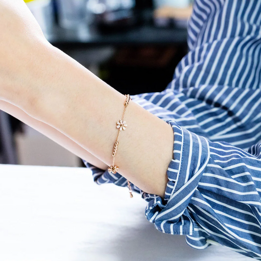 Pulseira de Senhora em Aço Inoxidável em Ouro Rosa, Margarida