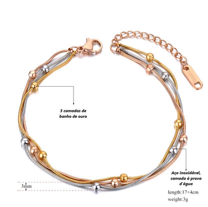 Bracelet Femme en Acier Inoxydable 3 Couleurs