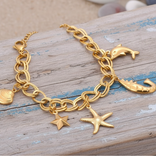 Pulseira Ocean Treasure Gold – O Brilho do Mar no Seu Pulso