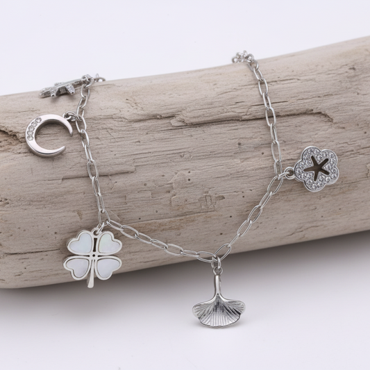 Bracelet Breloques Édition Argent – Acier inoxydable et Nacre