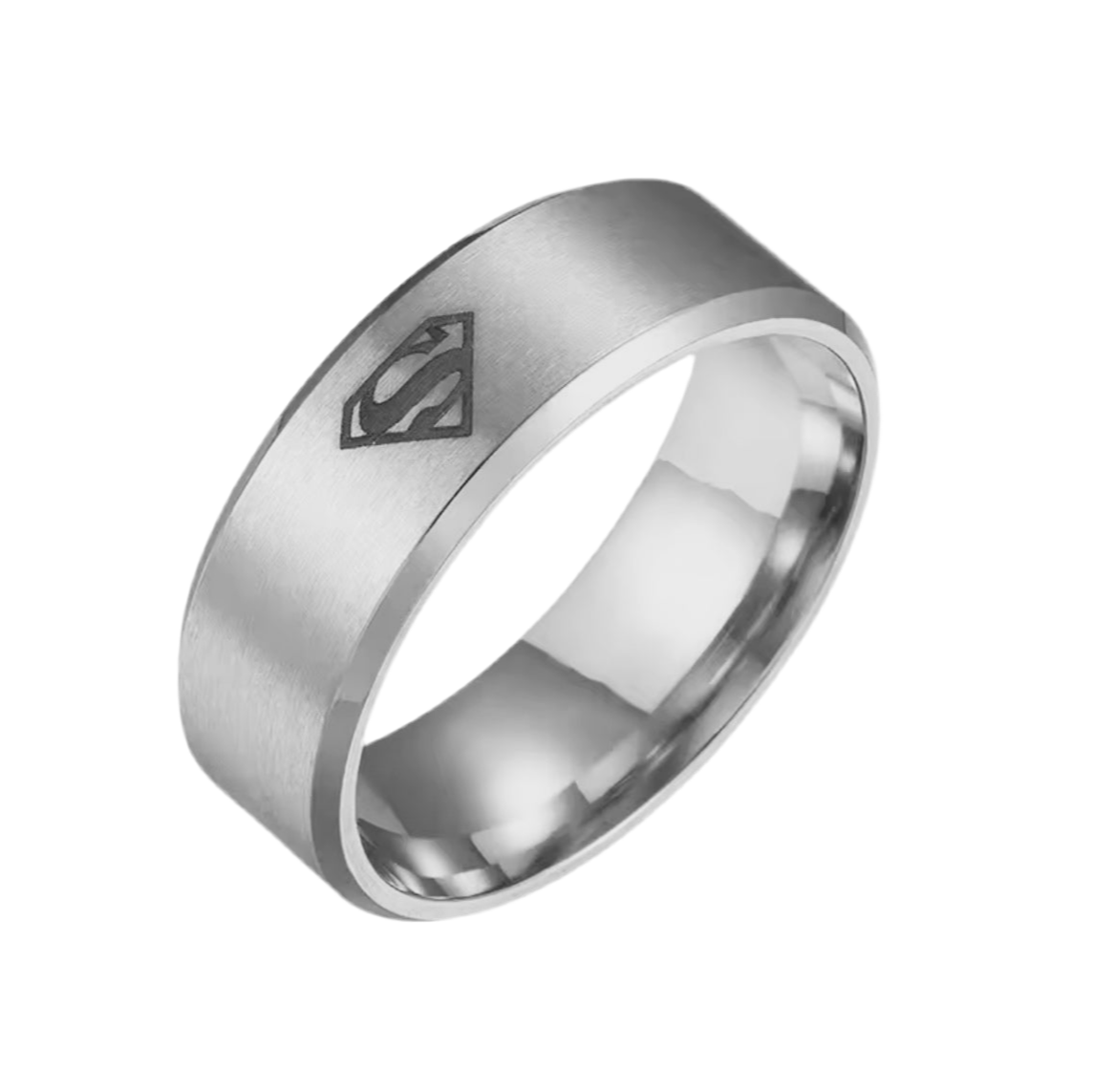 Anel de Homem em Aço Inoxidável, Símbolo Super Homem