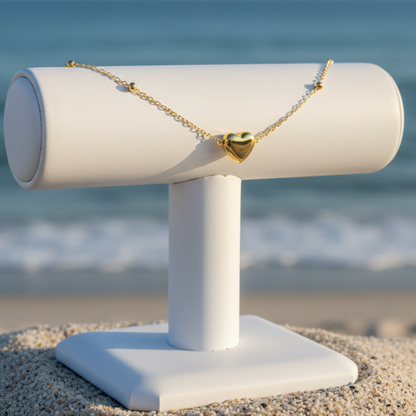 Pulseira Heart & Beads em Aço 316L – Delicadeza que Dura para Sempre