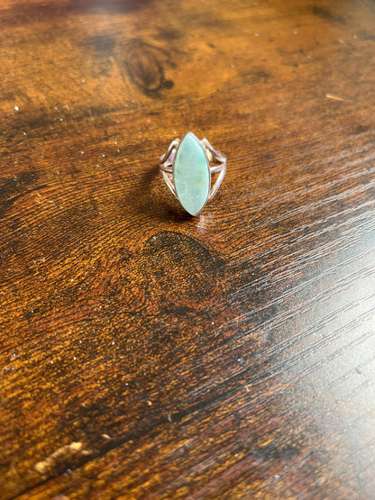 Anel de Prata 925 com Pedra Natural Larimar Índia T : 9.5.
