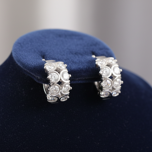 Anneaux en Or Blanc 14K Laminé avec Zircons pour Femme